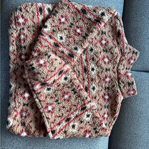 Love Tree Patterned Cowl Sweater - Red and Brown